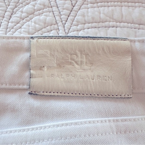 EUC Lauren Ralph Lauren white Denim Mid Rise Pencil Skirt size 18 black label - Picture 9 of 10